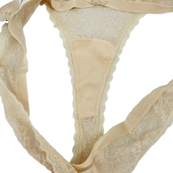 No Boundaries Women's Mock Split Lace Thong LT Cappuccino XXL NEW - Picture 4 of 5